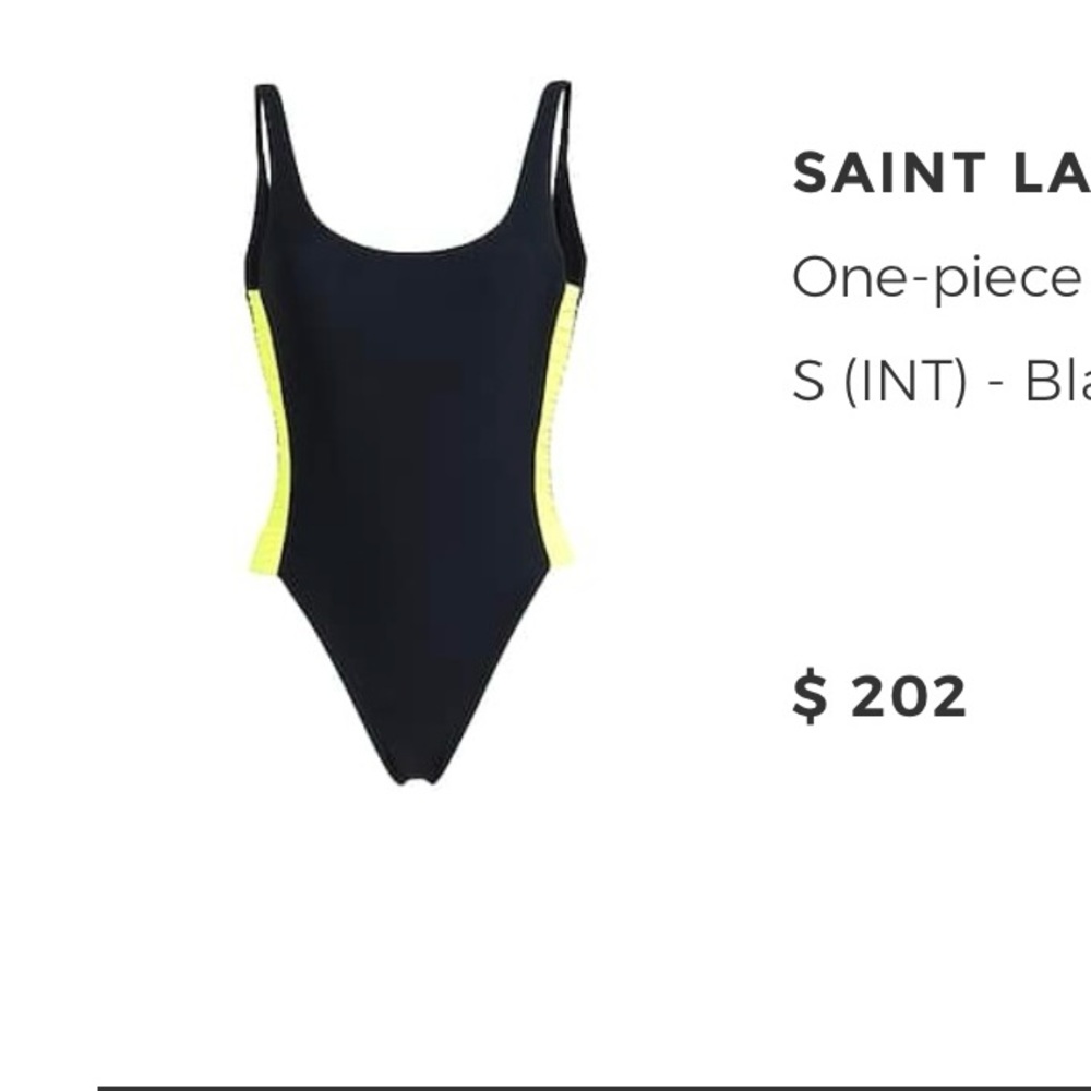 Saint Laurent Black and Yellow One-Piece Swimsuit